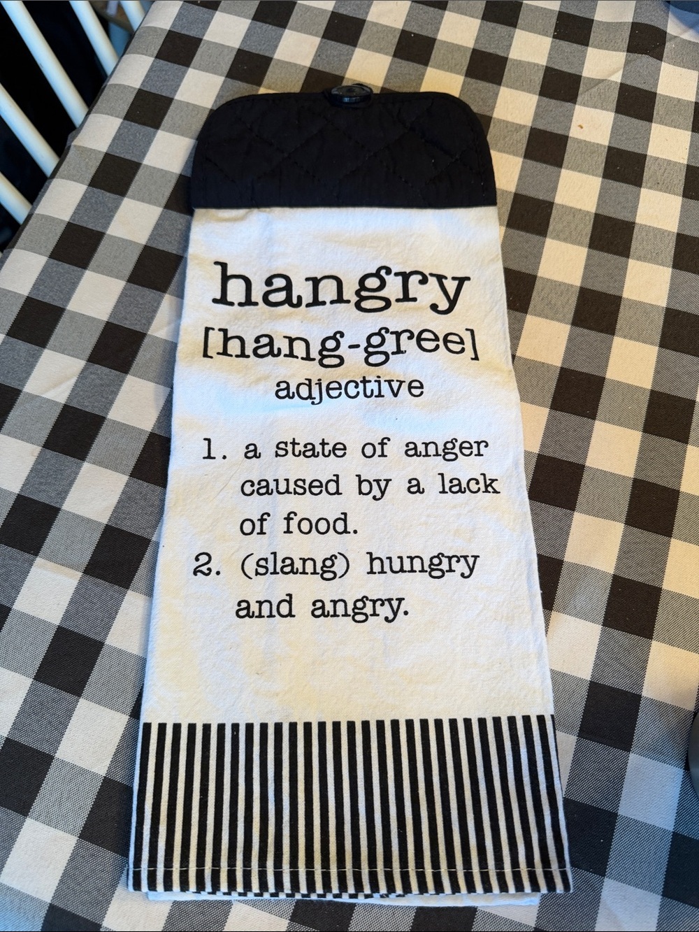 Hangry Definition Kitchen Towel — Black & White